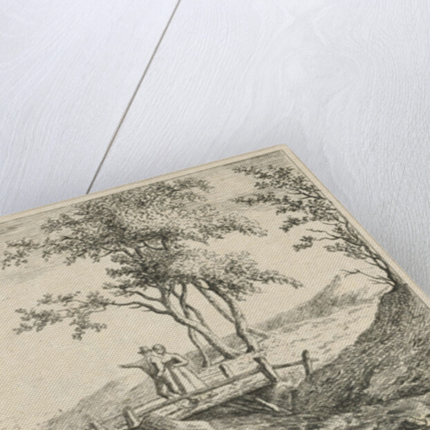 Couple on a wooden bridge by F. Bosch