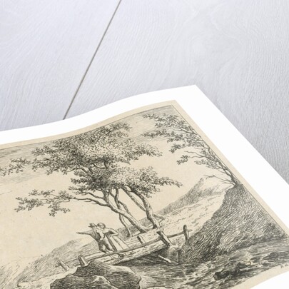 Couple on a wooden bridge by F. Bosch