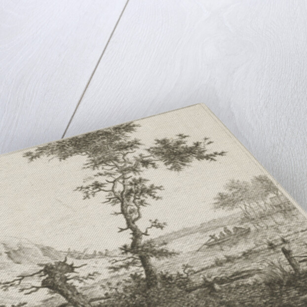 A road leads to a tavern with a sign left on the hill, right on the water sailing a boat with passengers by baron Reinierus Albertus Ludovicus van Isendoorn à Blois