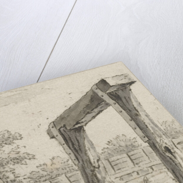 Two posts, with a bar above it, in the water by Anonymous