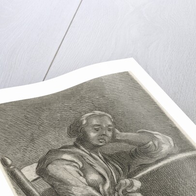 Girl asleep at the table by Caspar Jacobsz. Philips