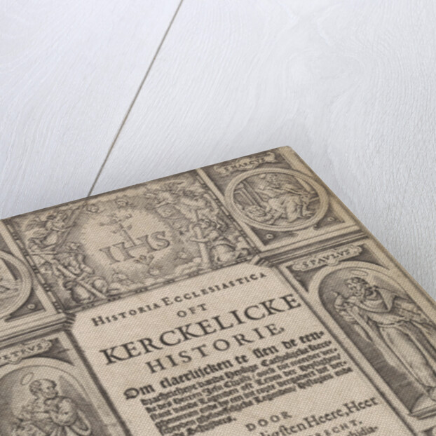 Architectural title with medallions in the corners with the four evangelists and their symbols, and in the middle of the Saints Peter and Paul by W. de Oostrum