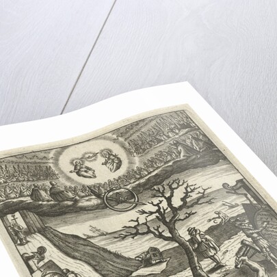 A man has doubts about his conduct at a junction of two roads by Boëtius Adamsz. Bolswert