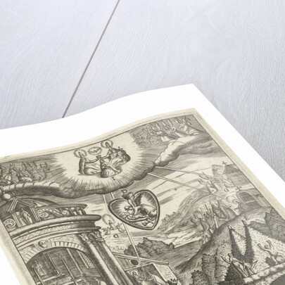 Emblem with veneration of Saint Francis of Assisi who lived in virtue by Hendrik Aertssens