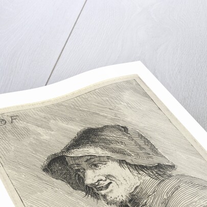 Farmer with hat on the head to the left by Anonymous