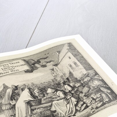 Figures at a vegetable stall at a market by Jan van de Velde II