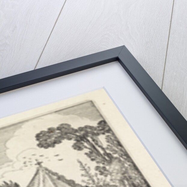 Figures on a country road near a church ruin by Jan van de Velde II