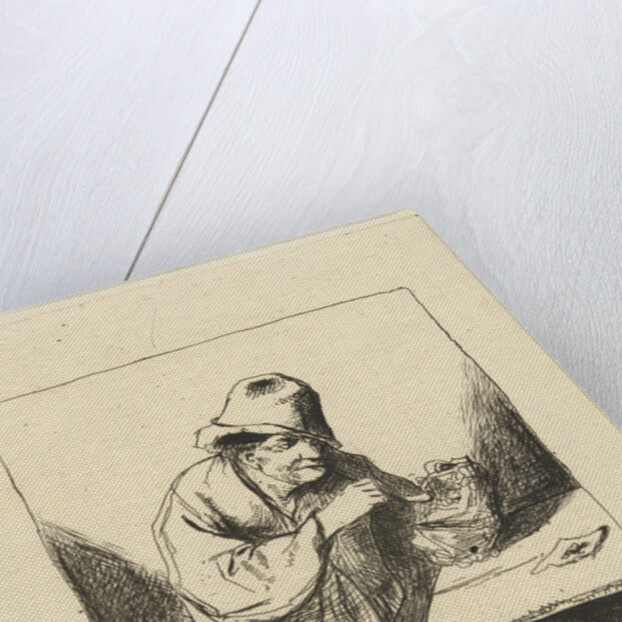 Seated man cross pipe by Monogrammist CH