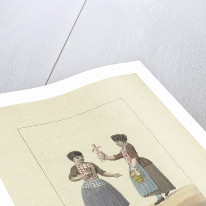 Two girls with a doll by Willem van Senus