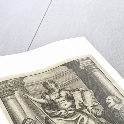 Justice enthroned on base between mental and emperor, Romulus and Remus suckled by the wolf by Lowijs Elzevier III