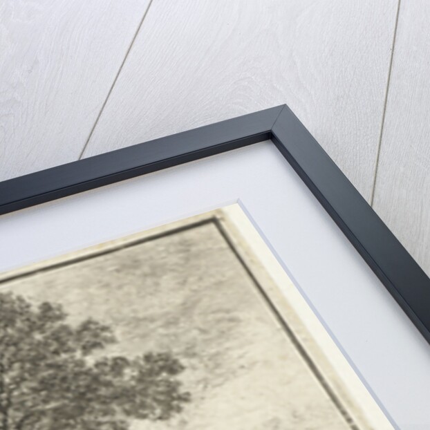A man stands with two horses near a grove of trees by Gilles Neyts