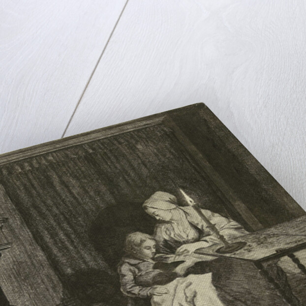 Mother giving her son lesson by Louis Bernard Coclers