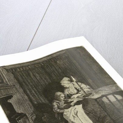 Mother giving her son lesson by Louis Bernard Coclers