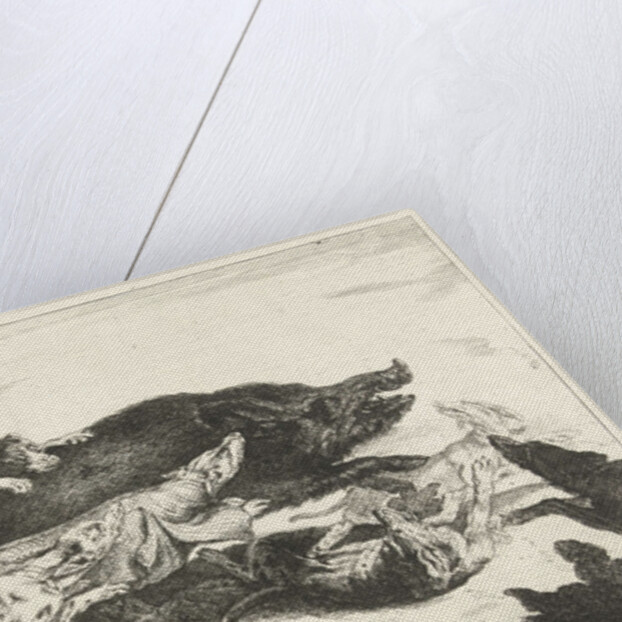 Dogs hunt a boar by Peeter Boel