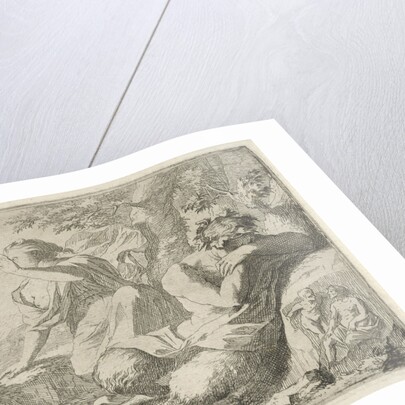 Sater and female figure cover the eyes from sunlight by Nicolaes de Vries