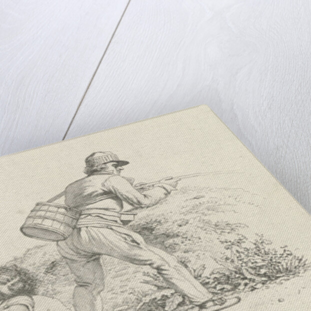 Study Sheet with a sleeping woman and an angler by Jacob Ernst Marcus