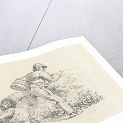 Study Sheet with a sleeping woman and an angler by Jacob Ernst Marcus