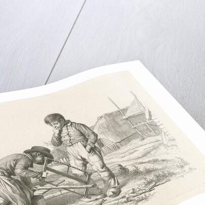 Sawing and a boy standing by Jacob Ernst Marcus