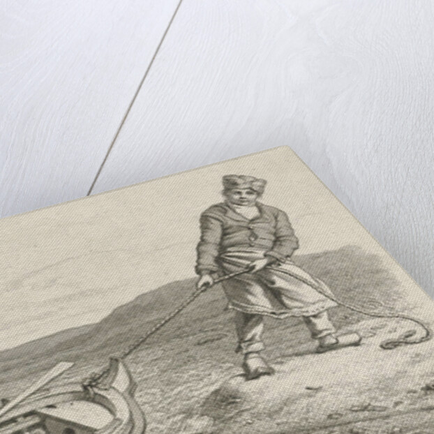 Man pulling his boat ashore by Jacob Ernst Marcus