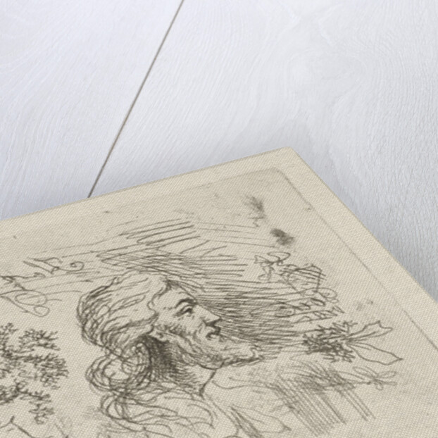 Study Sheet with men head by Hermanus Fock