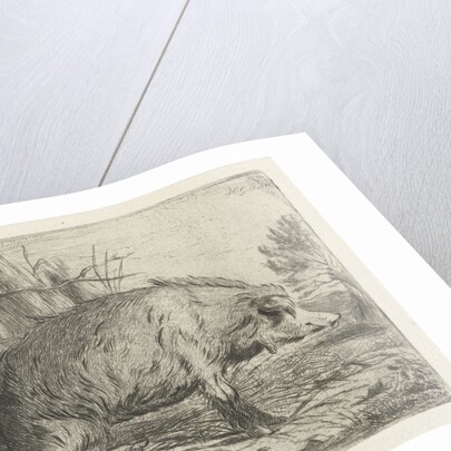 Sitting wild boar by Jacobus Cornelis Gaal