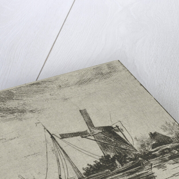 A river view with some boats by Jacobus van Gorkom Jr