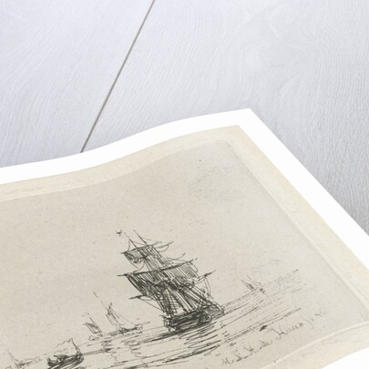 Marine with sailboat by Maurits Frederik Hendrik de Haas