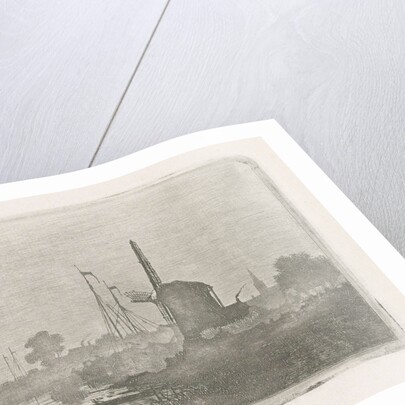 View of a mill on the waterfront by Jan van Lokhorst