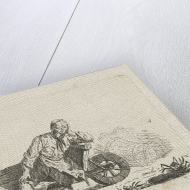Man sitting in a wheelbarrow by Anthonie Willem Hendrik Nolthenius de Man