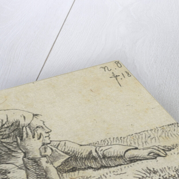 Boy lying in the grass on his belly by Anthonie Willem Hendrik Nolthenius de Man