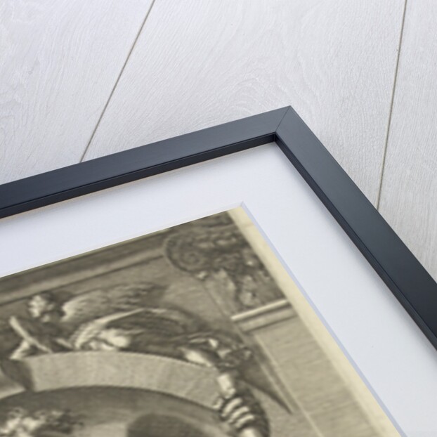 Saturn, standing in a niche, a scythe in his left hand by Hendrick Goltzius