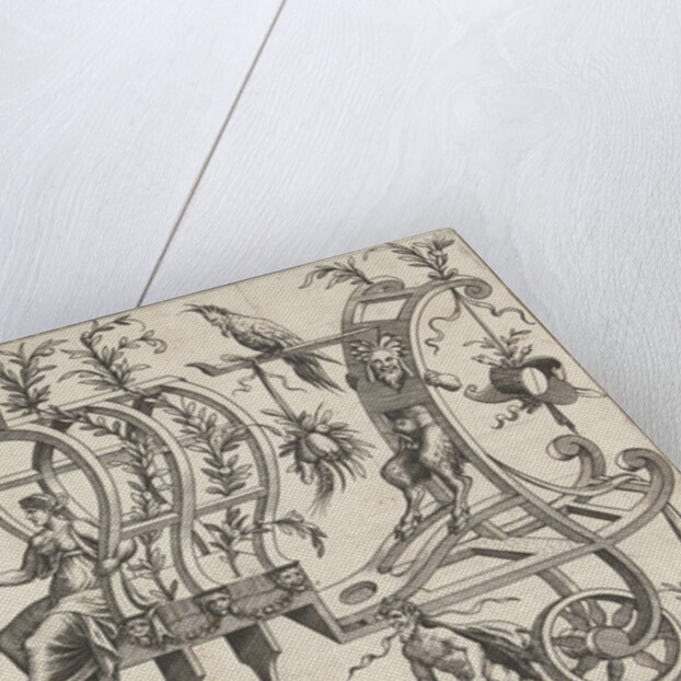 Chariot drawn by a fantasy beast with goat goatee by Cornelis Bos