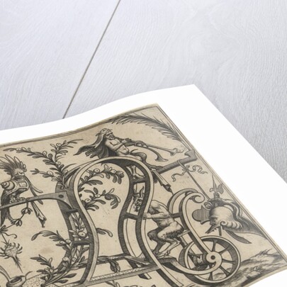 Chariot with stroomgod drawn by two satyrs by Cornelis Bos