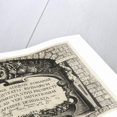 Title print for a series of Roman ruins, Italy by Hieronymus Cock
