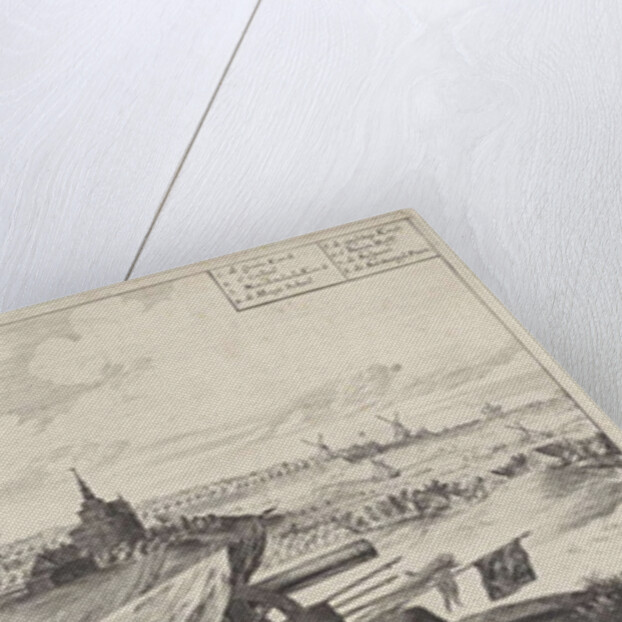 Justice and the personification of abundance sit on opposite sides of a cartouche by Abraham Dircksz Santvoort