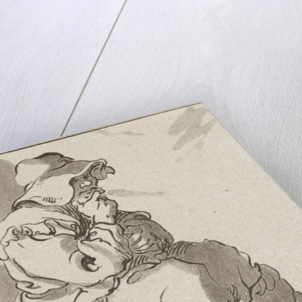 Man sitting on stone by Hermanus Fock