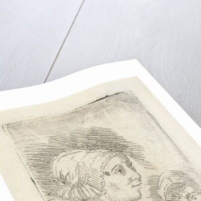 Study sheet with two female heads by Louis Bernard Coclers