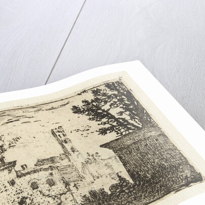 Buildings with a square tower by Karel Dujardin