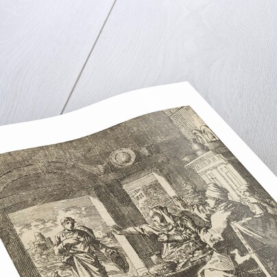 Family makes dismissive gestures to a poor man who asks for help by Cornelis van der Sys II