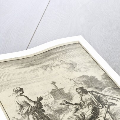 Woman speaks to a beggar by Pieter Arentsz II