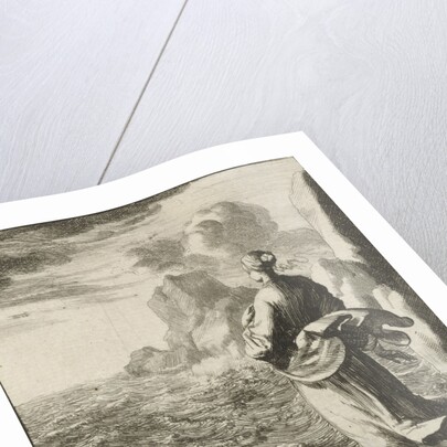 Woman watching from the shore out to sea by Pieter Arentsz II