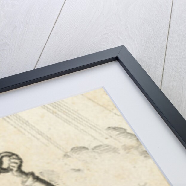 Figure stands on an orb and holds a smoking sacrifice dish in the air by Jurriaen van Poolsum