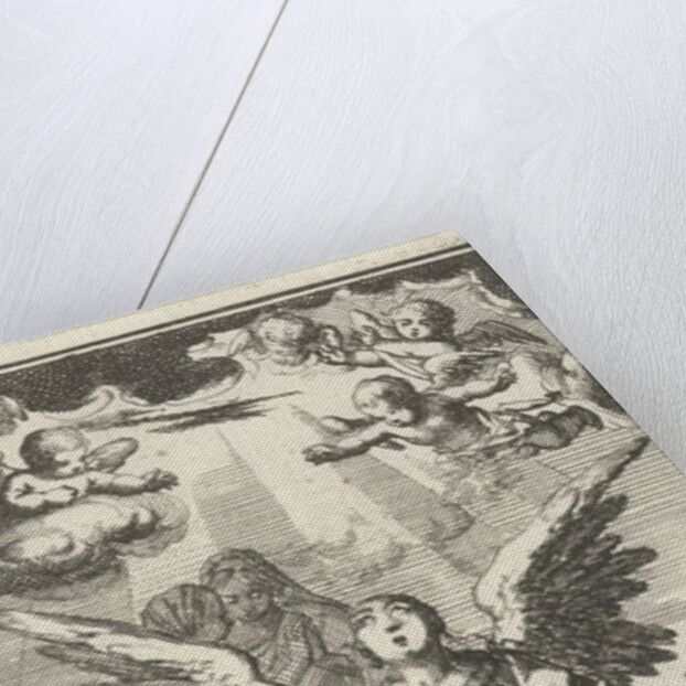 Angel praying with outstretched arms to God by Barent Bos