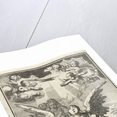 Angel praying with outstretched arms to God by Barent Bos