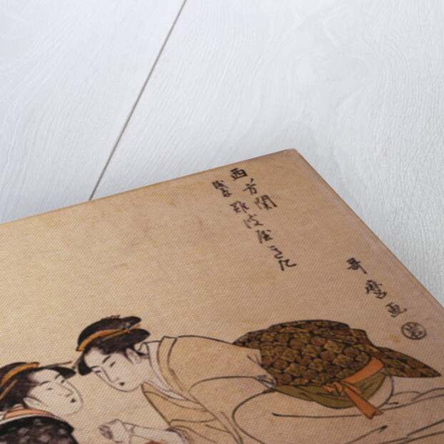 Nibijin ude-zumô, Arm-wrestling between two beauties by Utamaro Kitagawa