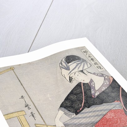 Hata-ori, Weaving on a loom by Utamaro Kitagawa