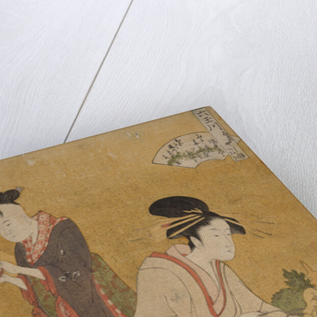 Ôgiya uchi Yashio, Someki, Tsumaki, Yashio of the Ôgiya, kamuro Someki, Tsumaki by Utamaro Kitagawa