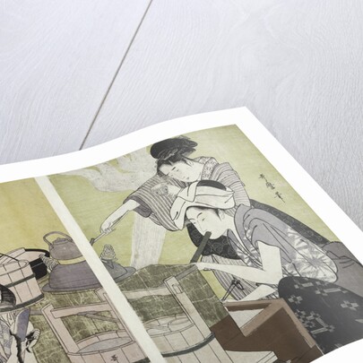 Daidokoro, Kitchen scene by Utamaro Kitagawa