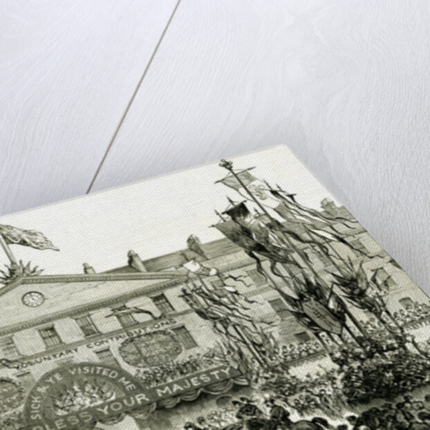 The Royal Procession Passing the London Hospital May God Bless Your Majesty Voluntary Contributions People Horses Flags Events Happy Crowd by Anonymous