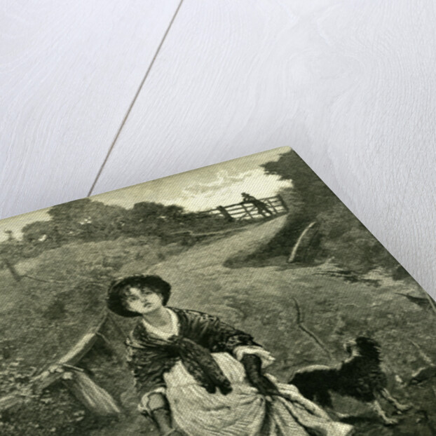 A Tiff 1878 Outdoors Nature Walk Woman Dog Fence Man Country Lane Umbrella Hat by Anonymous